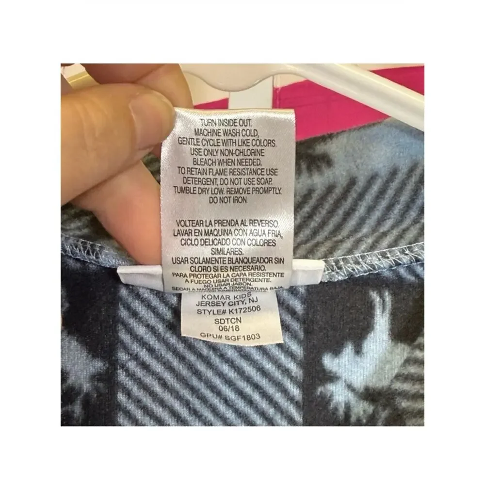 Komar Kids, Black and Blue Animal Print Button Up Pajama Top. Size XL(14-16)